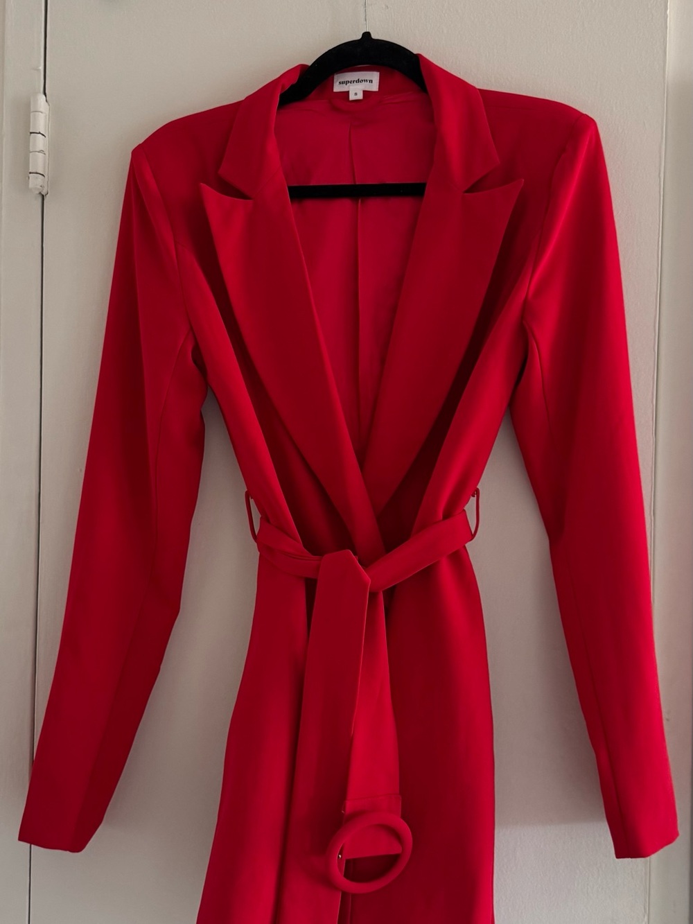 superdown Red Belted Longline Blazer Dress